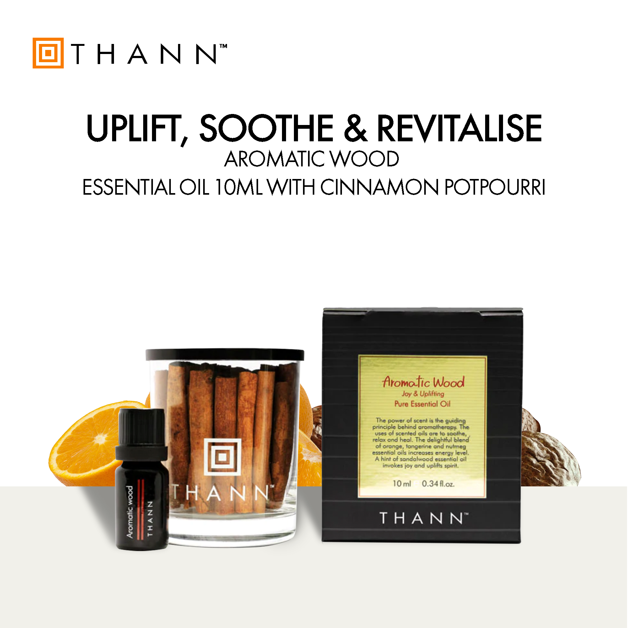 Aromatic Wood Essential Oil 10ml With Cinnamon Potpourri THANN Singapore